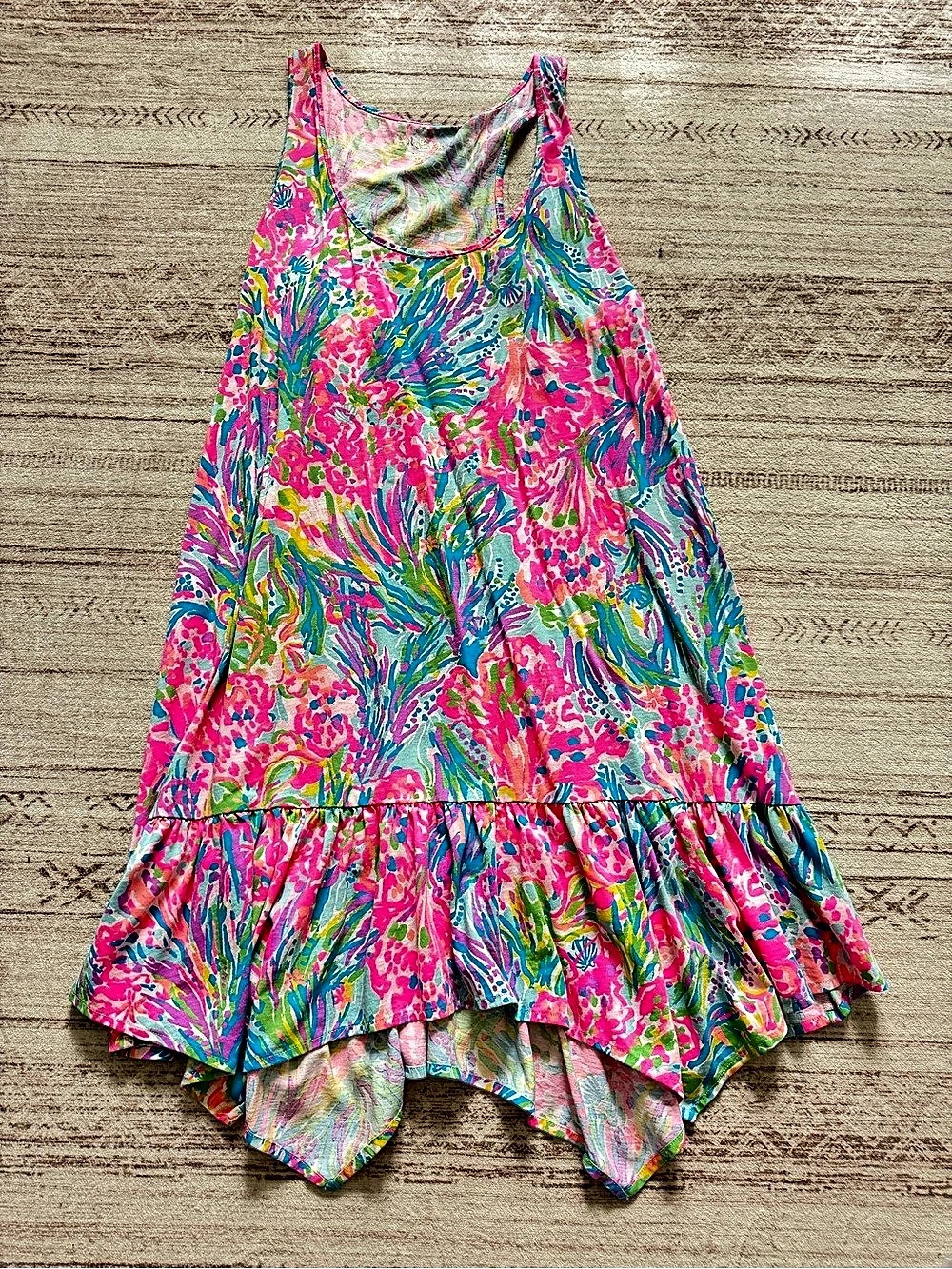 Lilly Pulitzer Skyelar Tank Dress Floral Pink & Blue